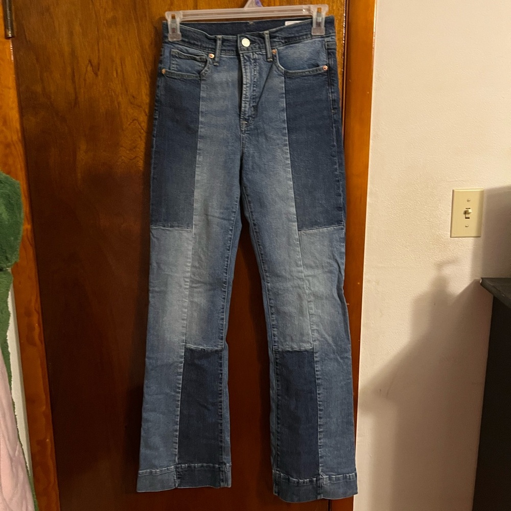 Gap Blue Patchwork Flare Jeans - image 1